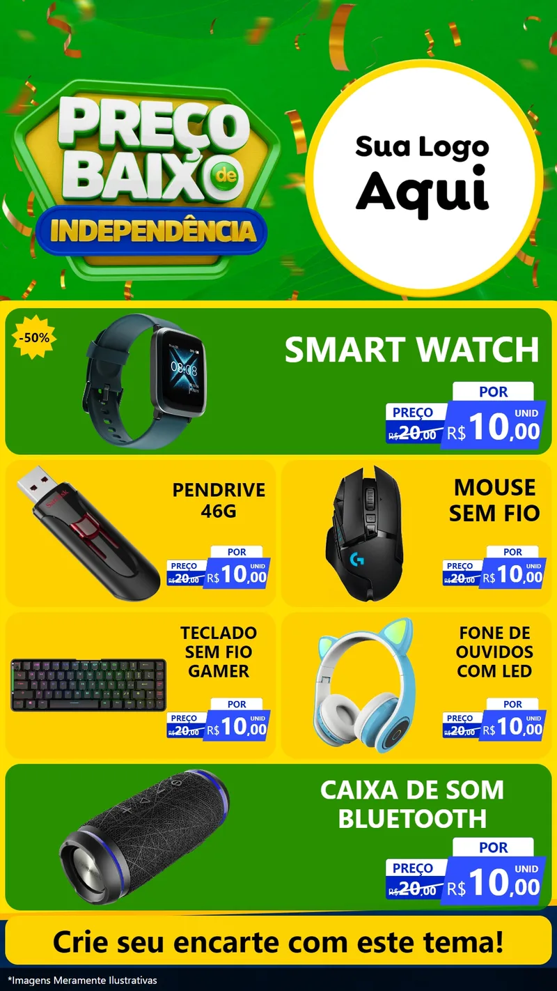 Modelo de TV para TV Vertical com o tema Preço Baixo de Independência para Informática