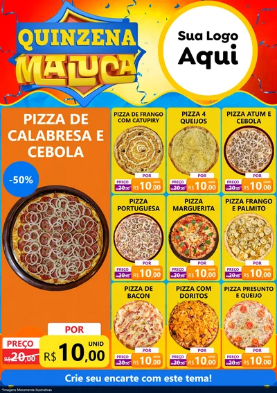 Modelo de Encarte para Encarte A4 Vertical com o tema Quinzena Maluca para Pizzaria
