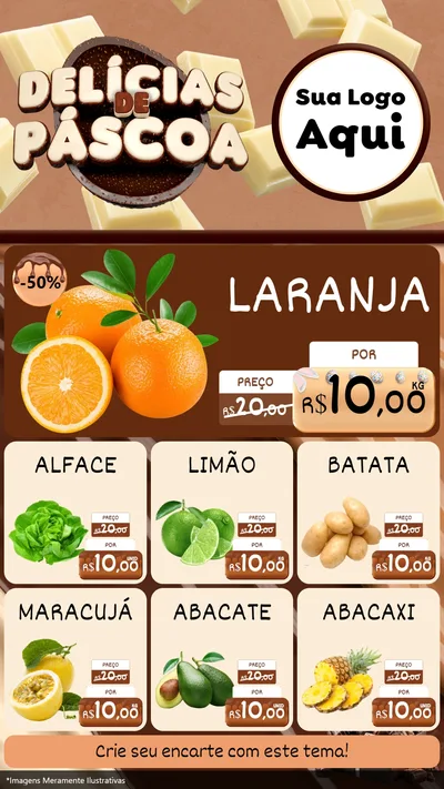Modelo de Rede Social para Stories com o tema Delícias de Páscoa para Hortifrúti