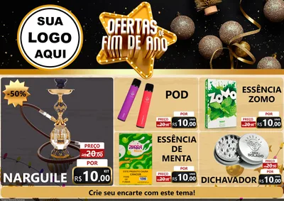 Modelo de Encarte para Encarte A4 Horizontal com o tema Ofertas de Fim de Ano para Tabacaria
