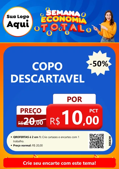 Modelo de Cartaz para Cartaz A4 Vertical com o tema Semana Economia Total para Embalagens