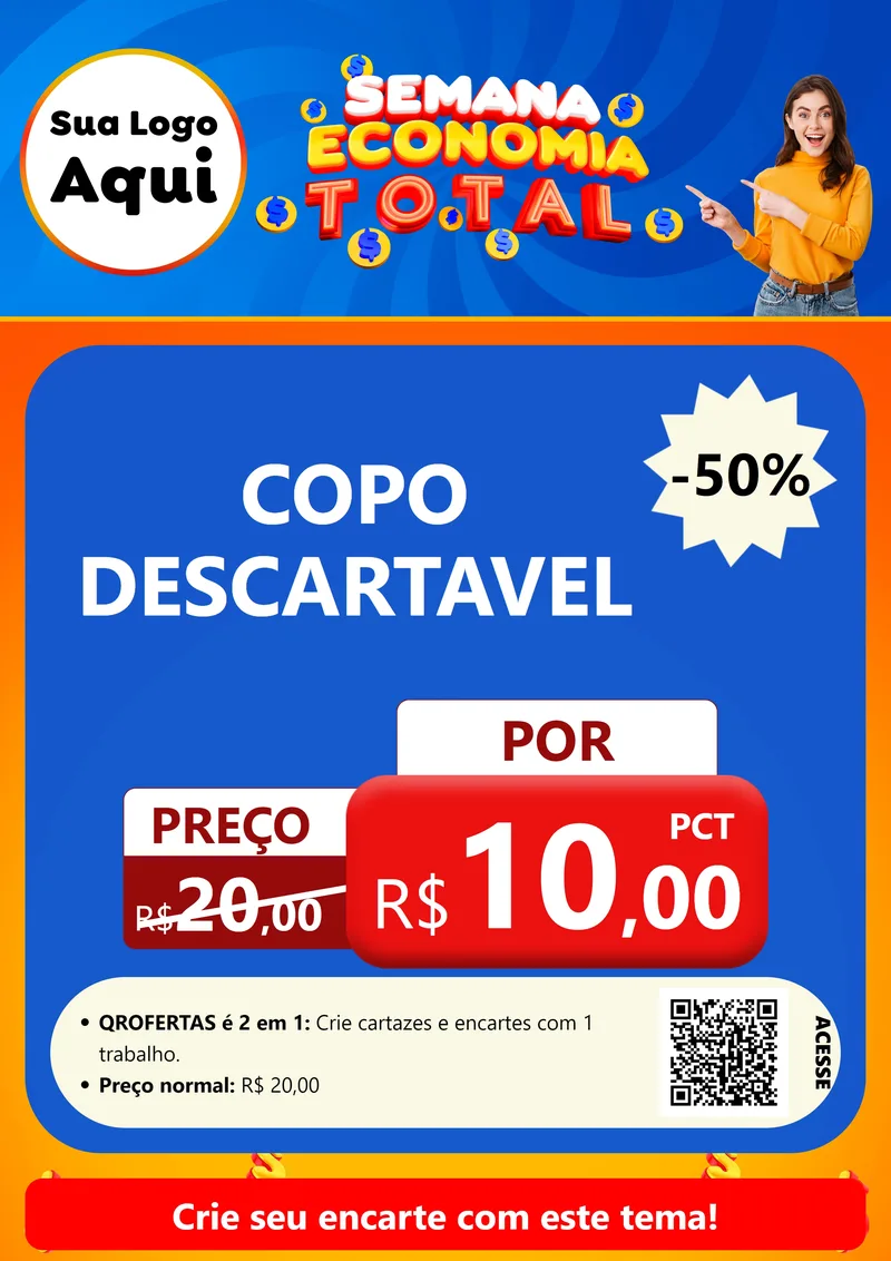 Modelo de Cartaz para Cartaz A4 Vertical com o tema Semana Economia Total para Embalagens