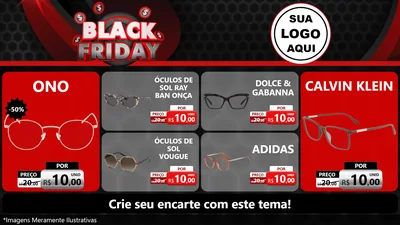 Modelo de TV para TV Horizontal com o tema Black Friday para Óticas