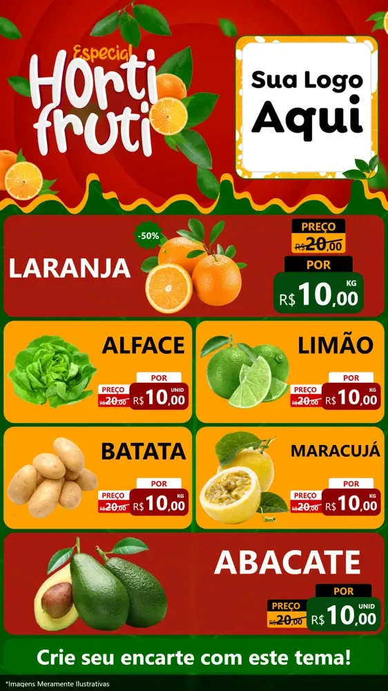 Modelo de TV para TV Vertical com o tema Especial Hortifruti para Hortifrúti