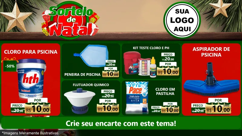 Modelo de TV para TV Horizontal com o tema Sorteio de Natal para Produtos para Piscina