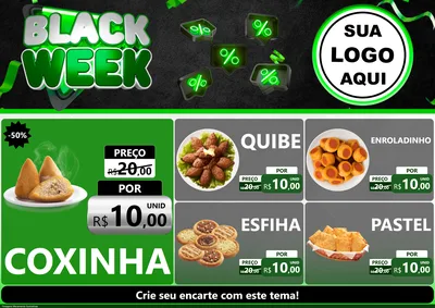 Modelo de Encarte para Encarte A4 Horizontal com o tema Black Week para Salgadaria