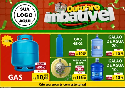 Modelo de Encarte para Encarte A4 Horizontal com o tema Outubro Imbatível para Água e gás