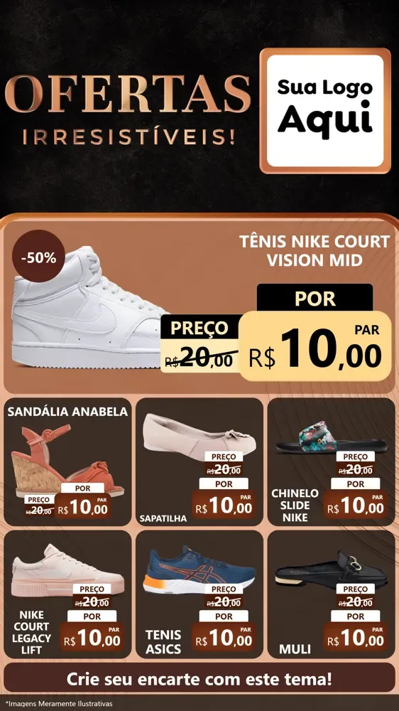 Modelo de Rede Social para Stories com o tema Ofertas Irresistíveis! para Calçados