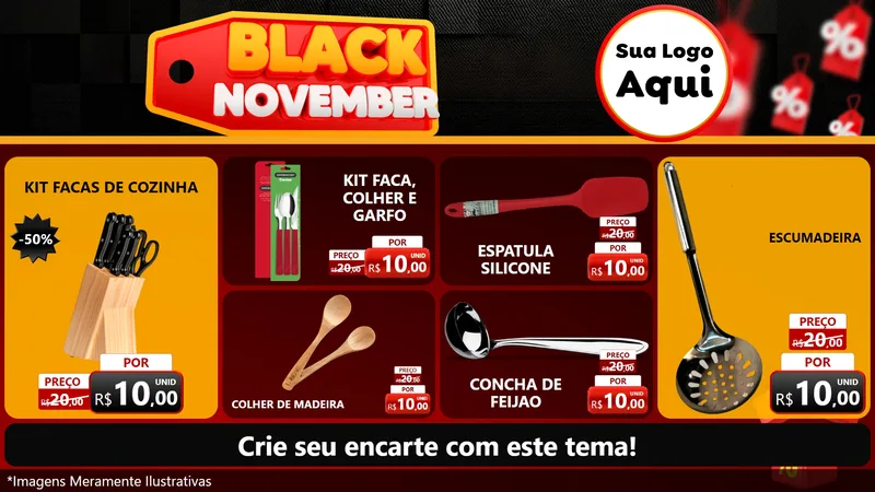 Modelo de TV para TV Horizontal com o tema Black November para Utilidades Domésticas