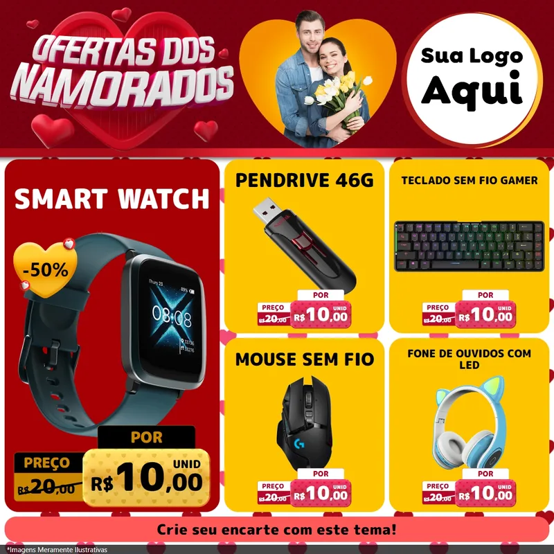 Modelo de Rede Social para Feed Facebook com o tema Ofertas Dos Namorados para Informática