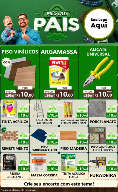 Modelo de Encarte para Encarte Grande com o tema Mês dos Pais para Material para Construção