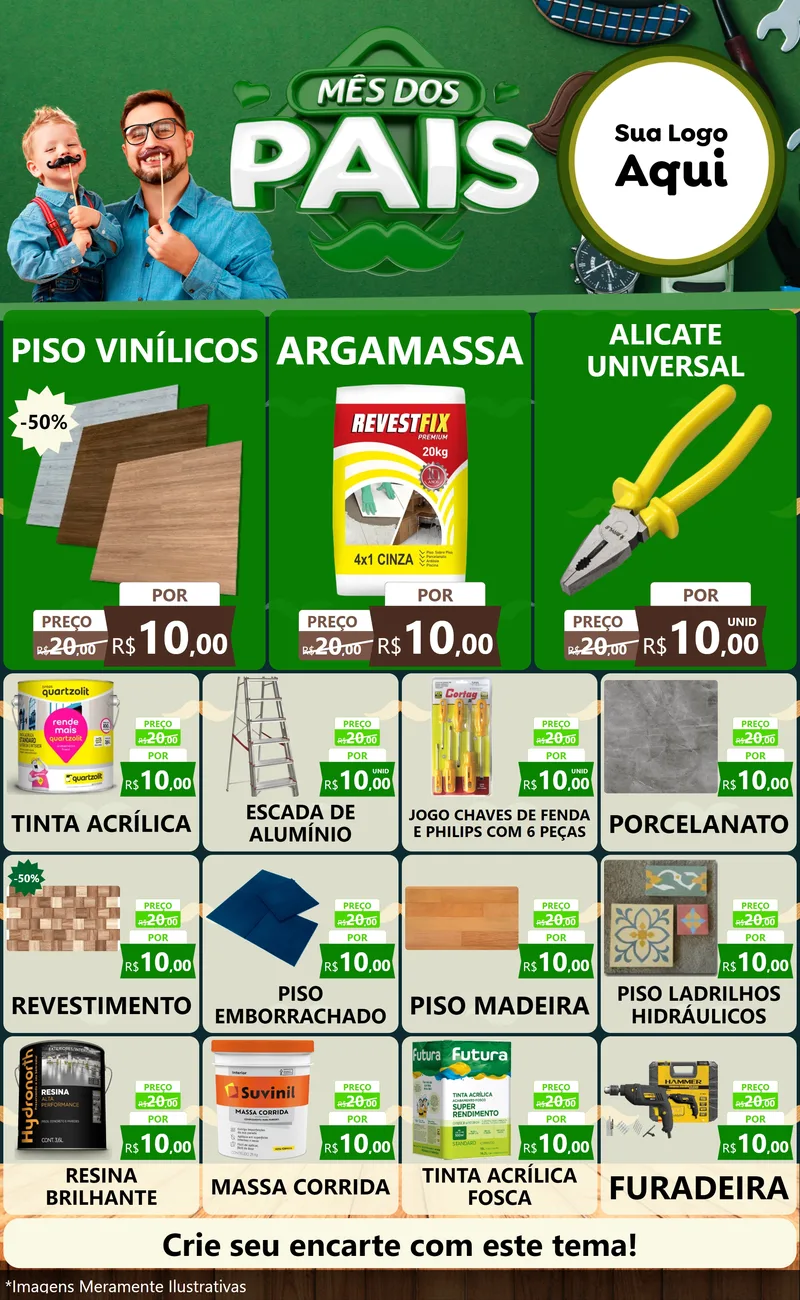 Modelo de Encarte para Encarte Grande com o tema Mês dos Pais para Material para Construção