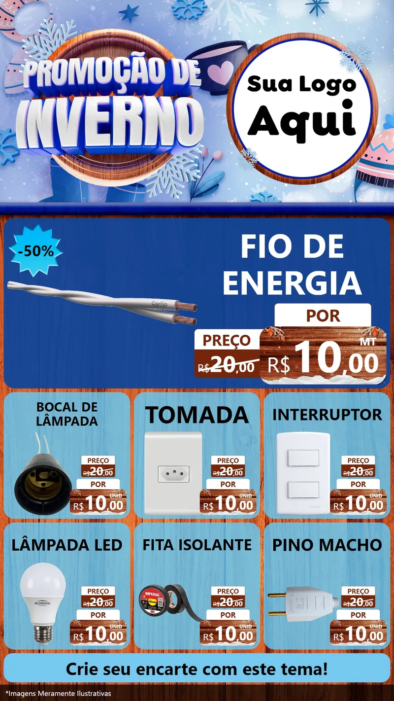 Modelo de Rede Social para Stories com o tema Promoção de Inverno para Materiais Elétricos