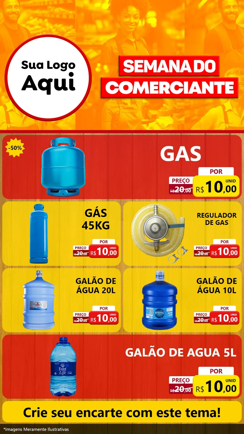 Modelo de TV para TV Vertical com o tema Semana do Comerciante para Água e gás