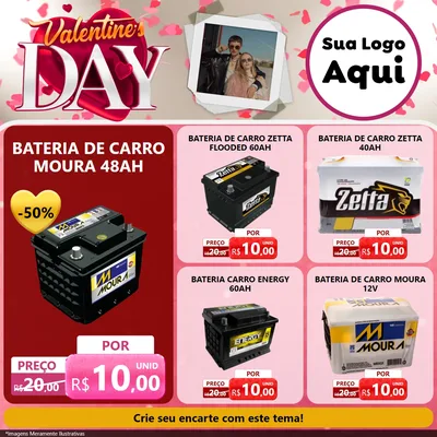 Modelo de Rede Social para Feed Facebook com o tema Valentine's Day para Baterias Elétricas