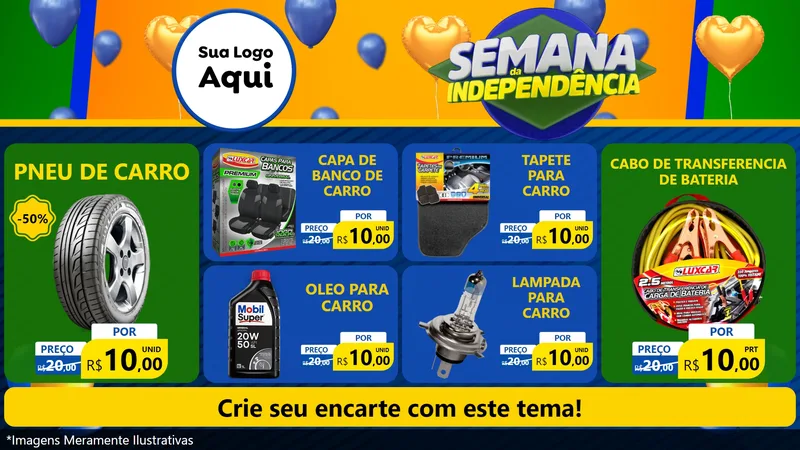 Modelo de TV para TV Horizontal com o tema Semana da Independência para Auto peças