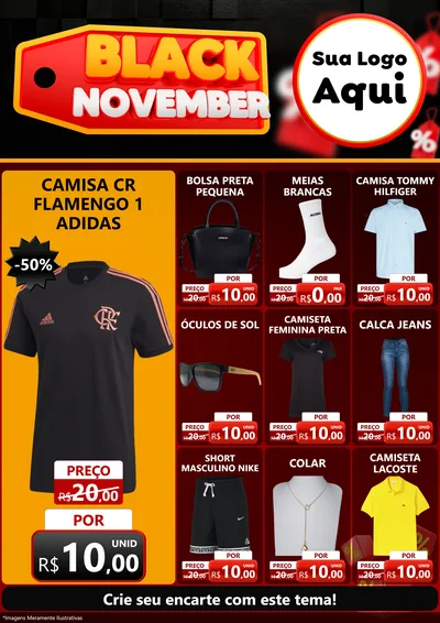 Modelo de Encarte para Encarte A4 Vertical com o tema Black November para Roupas e acessórios
