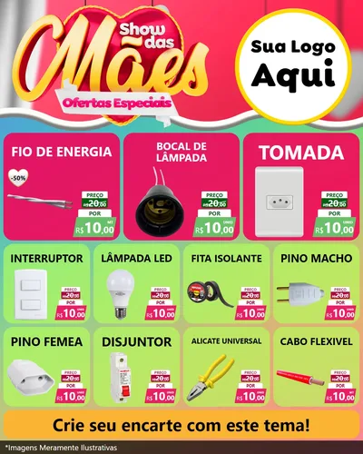 Modelo de Rede Social para Feed Instagram com o tema Show das Mães - Ofertas Especiais para Materiais Elétricos