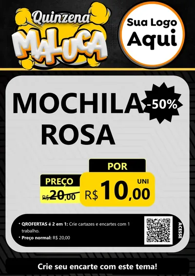 Modelo de Cartaz para Cartaz A4 Vertical com o tema Quinzena Maluca para Papelaria