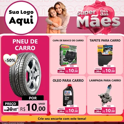 Modelo de Rede Social para Feed Facebook com o tema Super Dia Das Mães para Auto peças