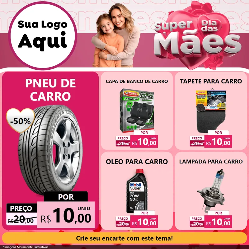 Modelo de Rede Social para Feed Facebook com o tema Super Dia Das Mães para Auto peças