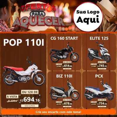 Modelo de Rede Social para Feed Facebook com o tema Ofertas Para Aquecer para Concessionaria de Motos