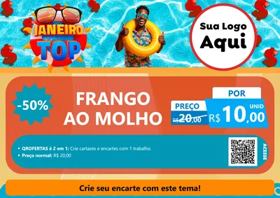 Modelo de Cartaz para Cartaz A4 Horizontal com o tema Janeiro Top para Restaurante