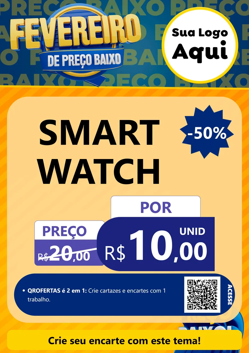 Modelo de Cartaz para Cartaz A4 Vertical com o tema Fevereiro de Preço Baixo para Informática