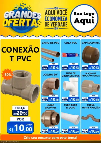 Modelo de Encarte para Encarte A4 Vertical com o tema Grandes Ofertas para Tubos e conexões