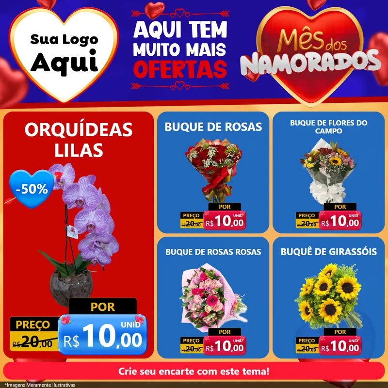 Modelo de Rede Social para Feed Facebook com o tema Mês dos Namorados para Floricultura e jardim