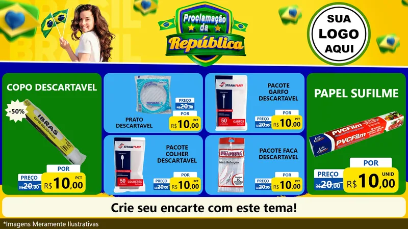 Modelo de TV para TV Horizontal com o tema Proclamação da República para Embalagens