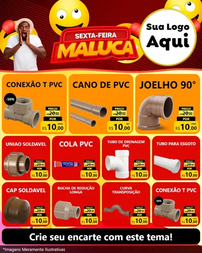 Modelo de Rede Social para Feed Instagram com o tema Sexta-feira Maluca para Tubos e conexões