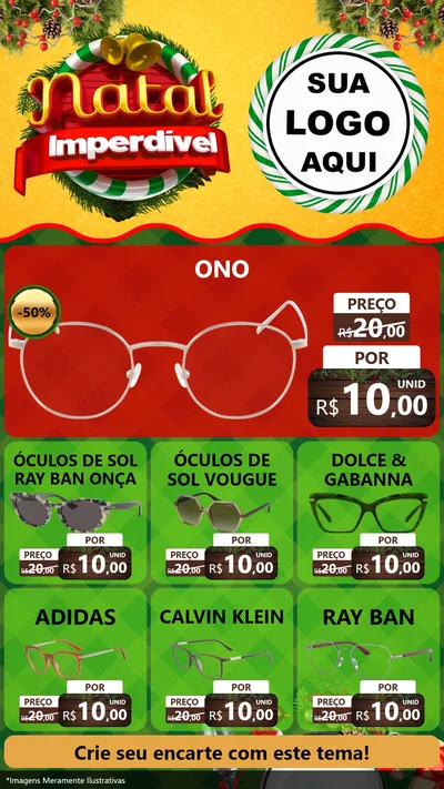 Modelo de Rede Social para Stories com o tema Natal Imperdível para Óticas