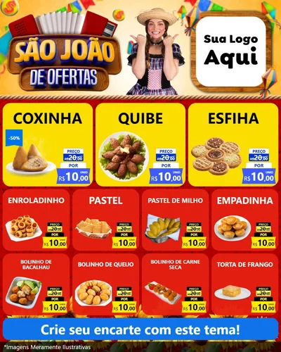 Modelo de Rede Social para Feed Instagram com o tema São João de Ofertas para Salgadaria