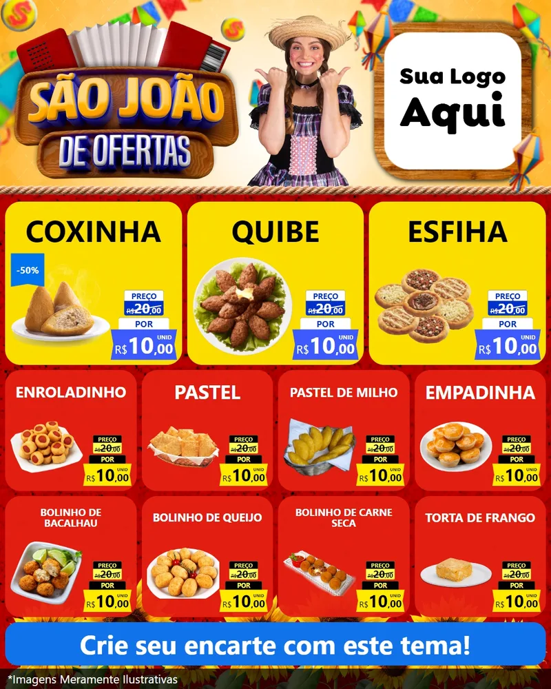 Modelo de Rede Social para Feed Instagram com o tema São João de Ofertas para Salgadaria