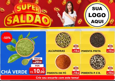Modelo de Encarte para Encarte A4 Horizontal com o tema Super Saldão para Produtos Naturais
