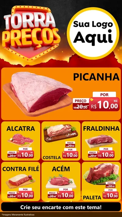 Modelo de Rede Social para Stories com o tema Torra Preços para Açougue