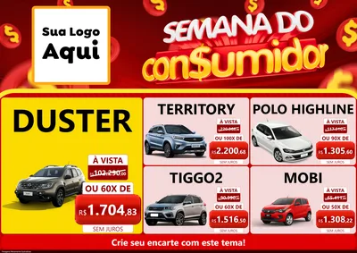Modelo de Encarte para Encarte A4 Horizontal com o tema Semana do Consumidor para Concessionaria de Carros