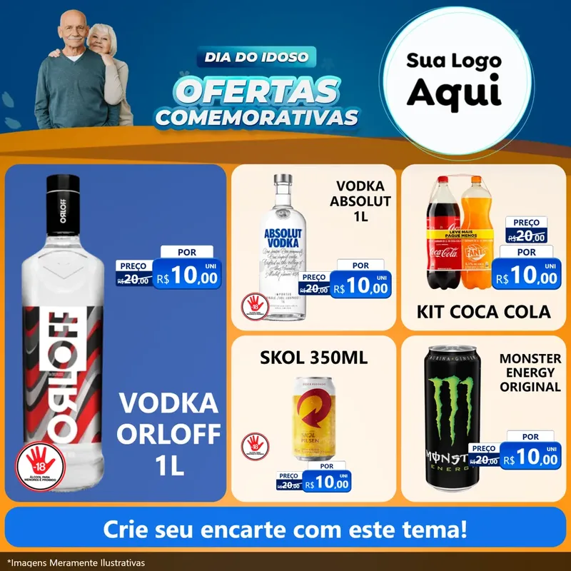 Modelo de Rede Social para Feed Facebook com o tema Dia do Idoso para Distribuidora de bebidas