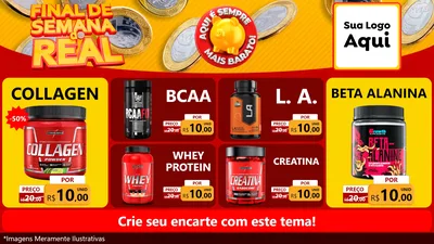 Modelo de TV para TV Horizontal com o tema Final de Semana do Real para Suplementos alimentares