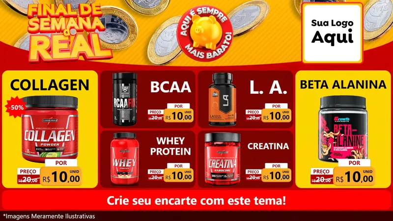 Modelo de TV para TV Horizontal com o tema Final de Semana do Real para Suplementos alimentares