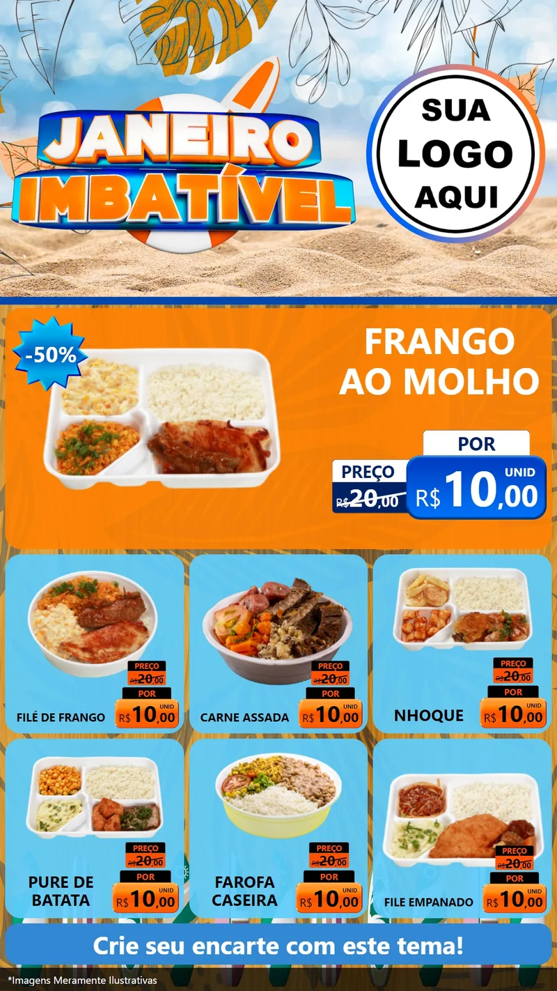 Modelo de Rede Social para Stories com o tema Janeiro Imbatível para Restaurante