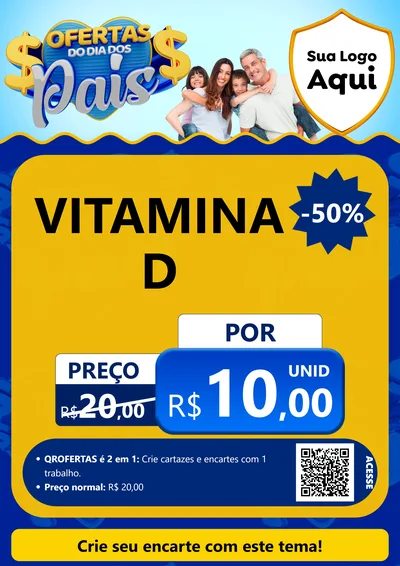 Modelo de Cartaz para Cartaz A4 Vertical com o tema Ofertas do Dia dos Pais para Farmácia