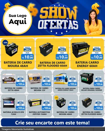 Modelo de Rede Social para Feed Instagram com o tema Show de Ofertas para Baterias Elétricas