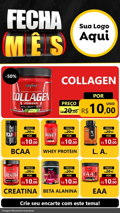 Modelo de Rede Social para Stories com o tema Fecha Mês para Suplementos alimentares