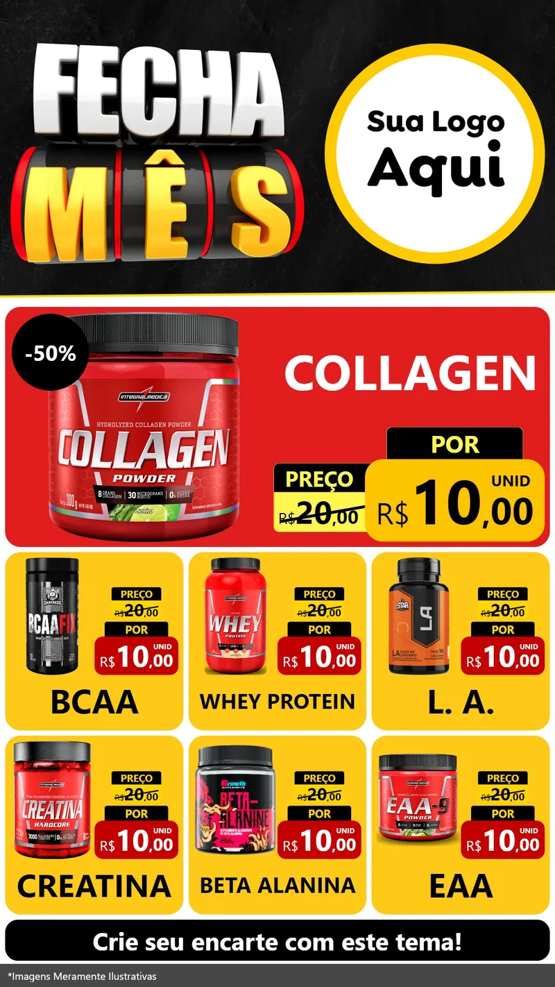 Modelo de Rede Social para Stories com o tema Fecha Mês para Suplementos alimentares