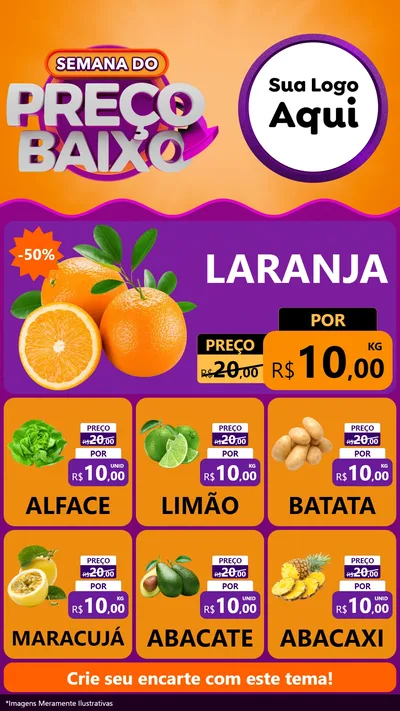 Modelo de Rede Social para Stories com o tema Semana do Preço Baixo para Hortifrúti