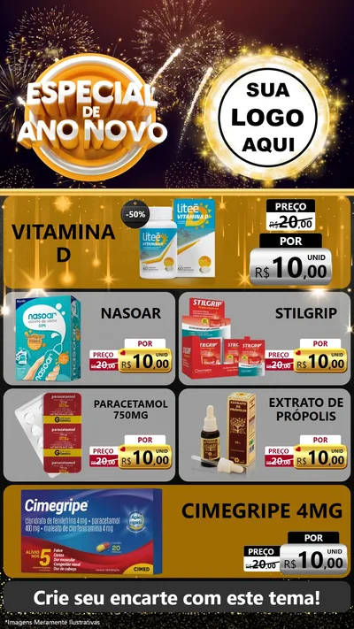 Modelo de TV para TV Vertical com o tema Especial de Ano Novo para Farmácia