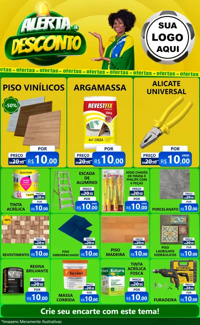 Modelo de Encarte para Encarte Grande com o tema Alerta de Desconto para Material para Construção