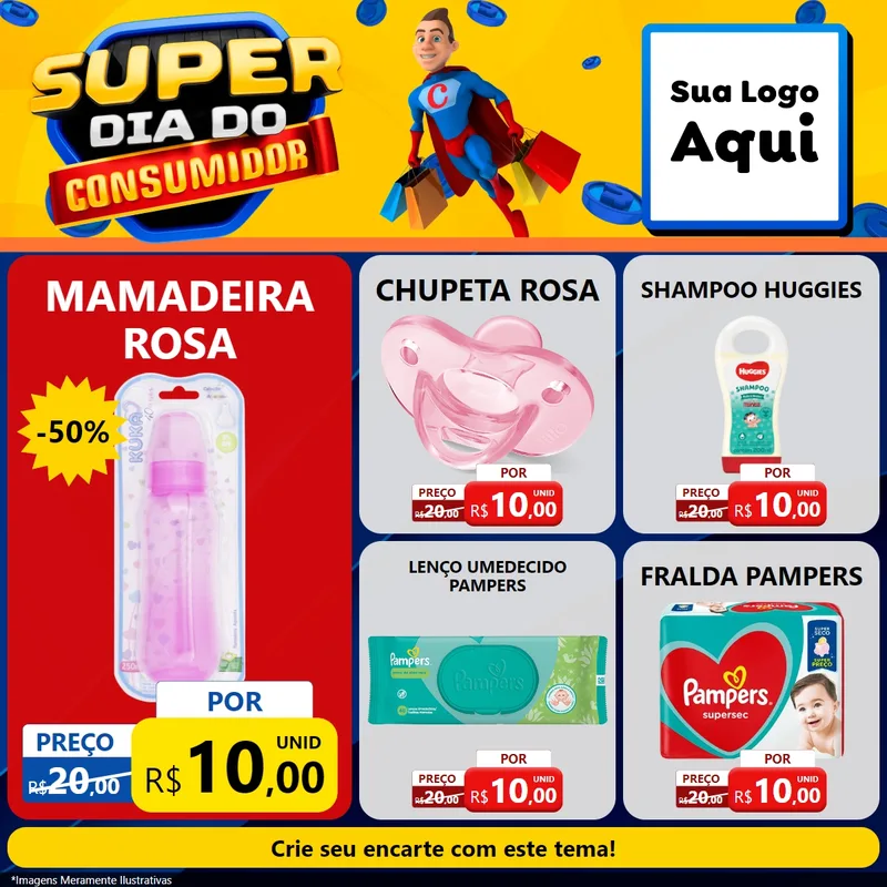 Modelo de Rede Social para Feed Facebook com o tema Super Dia do Consumidor para Bebês